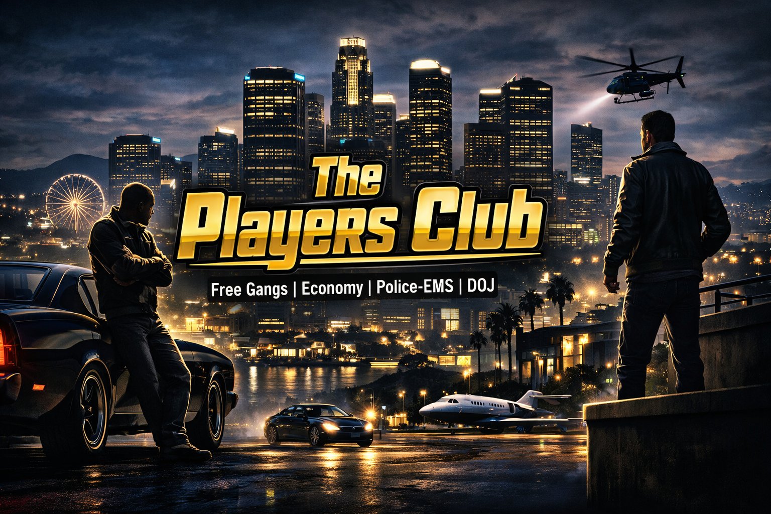 The Players Club — night skyline over Los Santos